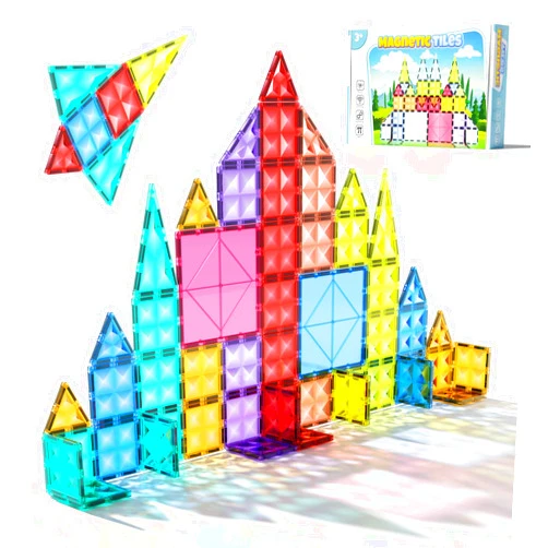 Veneibe Magnetic Tiles, Large Magnet Building Tile Toys for Toddlers 1-3 Kids Ages 3-5 4-8 8-12, Stem Construction Big Blocks Sets for Toddler Boys Girls, Preschool Learning Sensory Montessori Toy