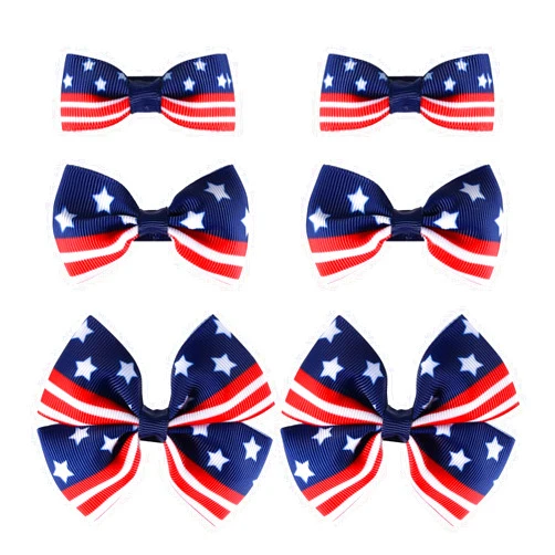 Miroksh July 4th Hair Bow Clips Small Cute Patriotic Red White Blue Ribbon Hair Pins Alligator Barrettes for Toddler Baby Teen Girls Kids Independence Day Back School Outfits Accessory Gift
