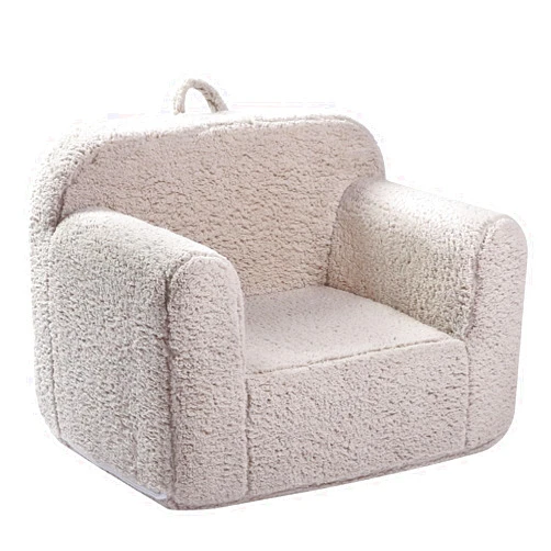 MOMCAYWEX Kids Snuggly-Soft Sherpa Chair, Cuddly Toddler Foam Chair for Boys and Girls, Light Grey
