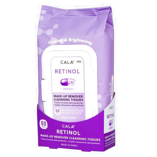 Cala Retinol make-up remover cleansing tissues 60 count, 60 Count