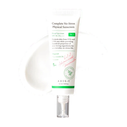 AXIS-Y Complete No-Stress Physical Sunscreen V3 - SPF 50 Mineral Sunscreen with 2% Niacinamide, Zinc Oxide Sunblock for Broad Spectrum Sun Care - Vegan Korean Skin Care -1.69 fl. oz.