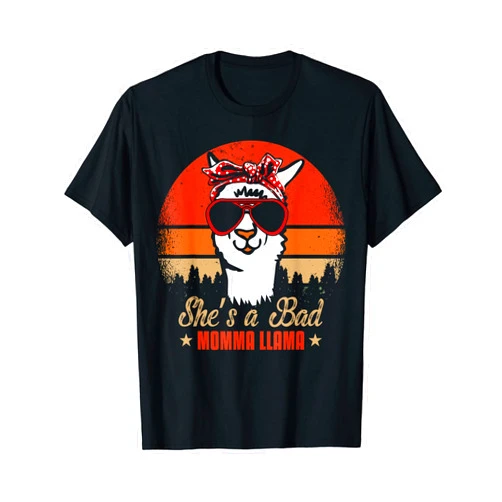 Wool Sheep Goat Granny Grandmother Mother Top Gift She's A Bad Mama Llama Mother's Day Grandmother Alpaca Fur T-Shirt