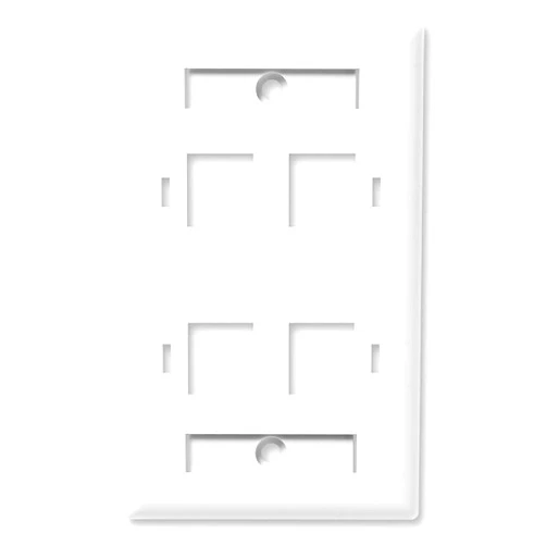NavePoint Keystone Jack Wall Plate 4-Port, Low Profile, Single Gang, White, 10-Pack