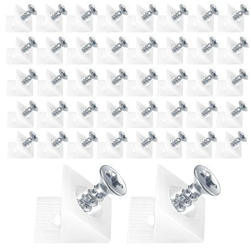 Xujinsongg 120 Pcs Drawer Bottom Support Brackets,Drawer Wedges with Screws, Fixing Mending Wedges, Angle Code Bracket Fasteners, Plastic Drawer Reinforcement Repair Kit for Furniture Sagging Drawer