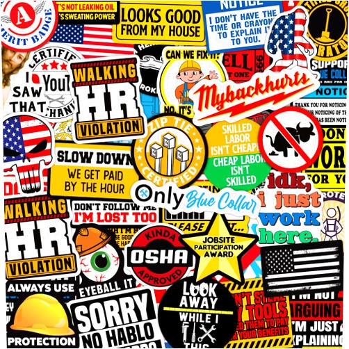 Debinolo 173 PCS Hard Hat Stickers for Adults - Funny (Dirty) for Water Bottle, Laptop, Helmet, Cars, Tool Box, Cars - Blue Collar Stickers for Men, Waterproof