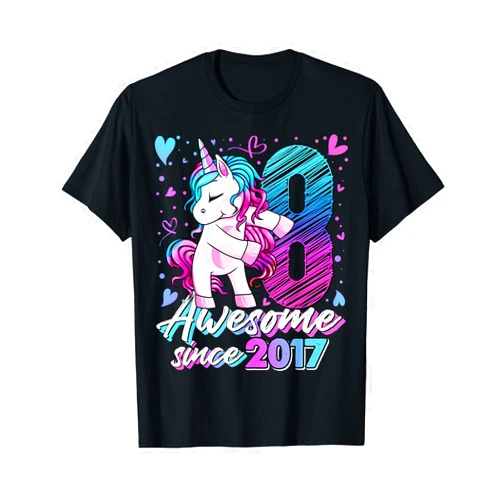 Unicorn Flossing Birthday Gifts for Girls 2025 HH 8 Year Old Unicorn Gifts For Girls 8th Birthday Girl Party T-Shirt