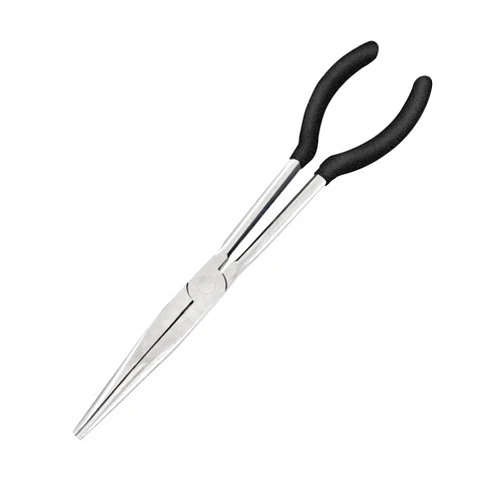 BQKKWIN 1 Piece 11 Inch Long Reach Pliers Set - Long Needle Nose Pliers Sets - Straight, Designed for Mechanics, Technicians, and Contractors| Milled-Jaws | Steel