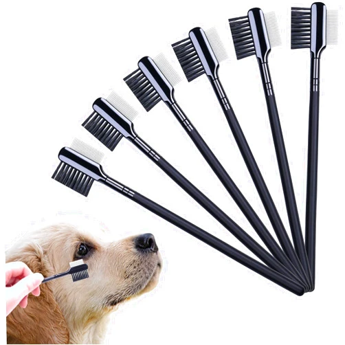 NICECRAFT 6 Pcs Double-Side Tear Stain Remover Comb Dog Eye Comb Flea Comb Multifunctional Grooming Comb Brush for Cat Dog Pets Puppies Crust Mucus Knots Removing