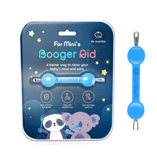 FOR MINI'S for Mini’s Booger Aid - Gentle, Safe, and Non-Toxic Nose and Ear Cleaning Tool for Infants and Toddlers (Blue, Small)