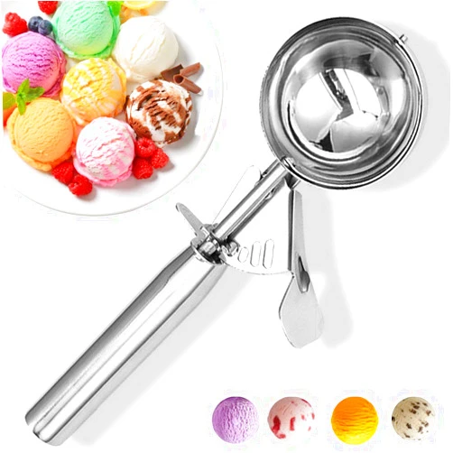 CHEE MONG Ice Cream Scoop with Trigger, Cookie Scoop, Large Size Ice Cream Scooper Stainless Steel Ice Cream Scooper for Kids, Melon Baller Cookies Scoop - 5.25 Tbsp Large scoop