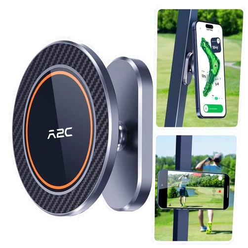 A2C Alloy Magnetic Golf Cart Phone Holder Compatible with MagSafe iPhone 12-17, Fits EZGO, Club Car, Yamaha, Golf Cart Accessories Essentials 2025 Stocking Stuffers Ideas Golf Gifts for Men Women Him
