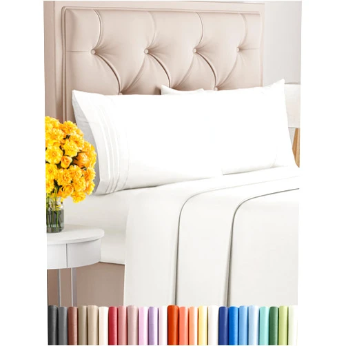 CGK Unlimited Queen Size 4 Piece Sheet Set - Comfy Breathable & Cooling Sheets - Hotel Luxury Bed Sheets for Women & Men - Deep Pockets, Easy-Fit, Extra Soft & Wrinkle Free - Antique White Oeko-Tex Bed Sheet Set