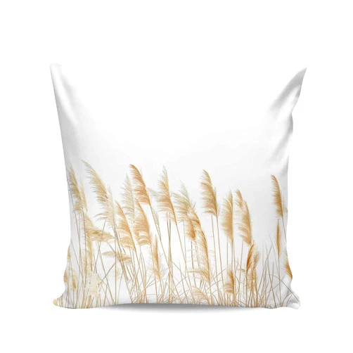YOKOU Throw Pillow Cover Cushion Covers, Fall Autumn Reed Grass Vintage Minimalist White Soft Square Short Plush Pillowcase for Sofa Bed Chair Home Decor, Set of 1 26
