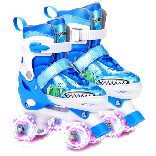 HJQHRU Shark Roller Skates 4 Size Adjustable Rollerskates with Light Up Wheels Breathable Upper Cushioned Sole Rollerblades for Outdoor and Indoor Use for Girls Boys