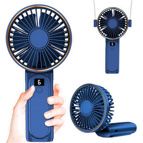 Peiyuu Handheld Fan, Portable Fan, 4000mAh Rechargeable Personal Fan, 180° Foldable Mini Desk Fan with 6 Wind Speed, LCD Digital Display, Lanyard as Neck Fan, Ultra Quiet, Pocket Size for Indoor Outdoor