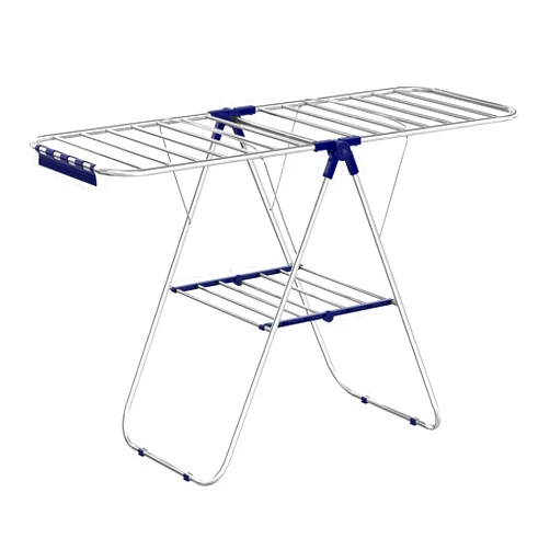 SONGMICS Clothes Drying Rack, with Bonus Sock Clips, Stainless Steel Gullwing Space-Saving Laundry Rack, Foldable for Easy Storage, Silver