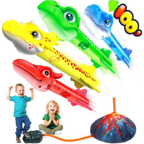 Huge Wave Dinosaur Rocket Launcher for Kids, Stomping Launch up Toys, Birthday Gifts for Boys Girls Age 2 3 4 5 6 7 8 Years Old, Outdoor Toys for Kids