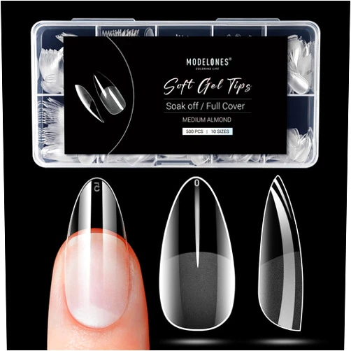 Modelones 500Pcs Medium Almond Nail Tips - Pre-shaped Half Matte Full Cover Acrylic Gel Kit False Nail Tip Press on Nails for Nail Extension DIY Salon