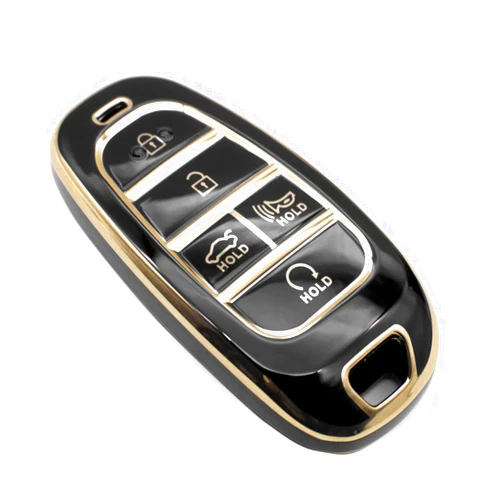 FEYOUN Key Fob Cover Compatible with Hyundai Sonata Santa Fe Tucson Ioniq Palisade Smart 5 Buttons TPU Remote Keyless Key Fob Case Protection Shell Accessories, Black