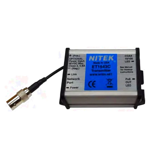 Generic NITEK ET1543C Mini IP Camera Over Coax Transmitter, 1640ft/500m Max Operating Distance, Surge Protected Inputs, Ground Loop Isolation, LED Indicators, RJ45 Network Port