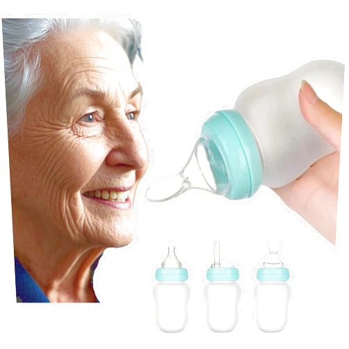 SiiMMM Drinking Aids Feeding Cup for Elderly Adults Disabled Patient Maternity Convalescent with three Style Lids straw spoon teat Drink Water Porridge Soup, Flow Control senior liquid Feeder
