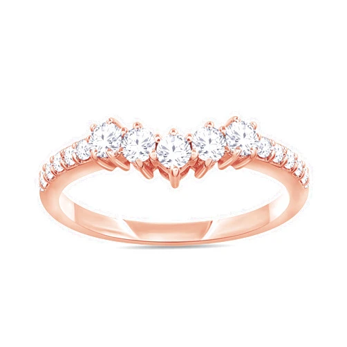 AFFY Wedding Bands for Women, 0.40 Carat (ctw) Round Shape Lab Grown Diamond Curved Chevron Wedding Band Ring In 14K Gold Over Sterling Silver Jewelry Gifts For Her
