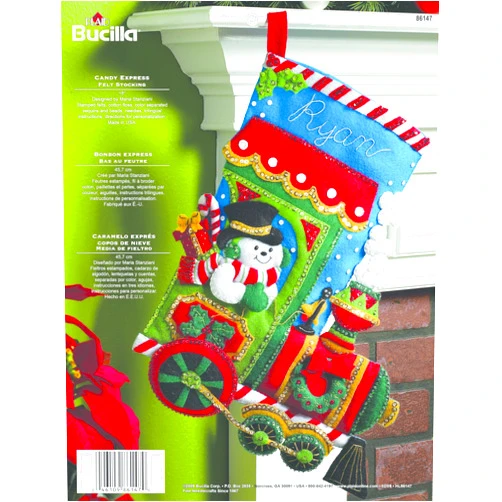 Bucilla Candy Express Christmas Stocking Felt Applique Kit, 86147 18-Inch, (418717)