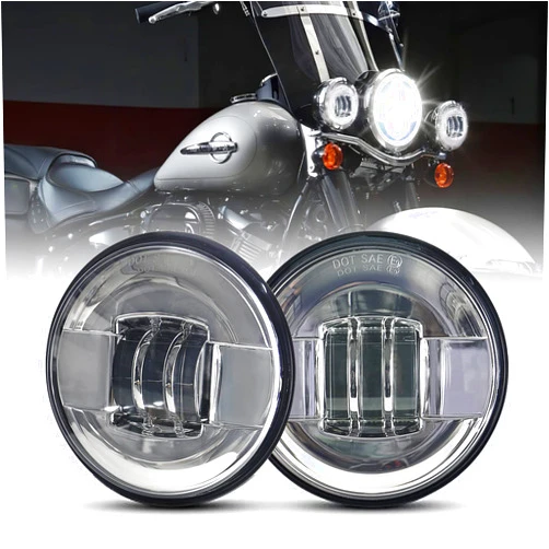 Akmties Road king Passing Light 4.5 led Fog Lamps for Motorcycles Auxiliary Light Bulb Motorcycle Projector Driving Lamp (Silver)