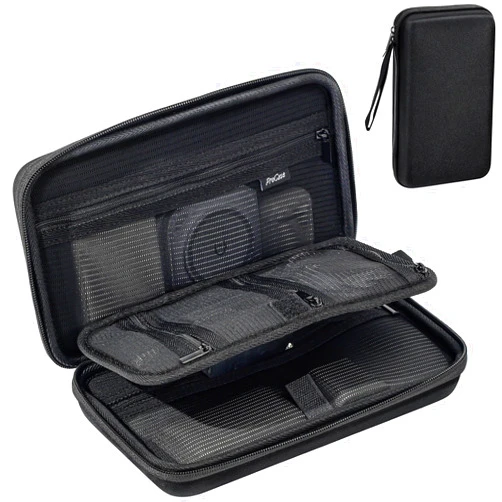 ProCase Large Hard Travel Electronic Organizer Case for MacBook Power Adapter Chargers Cables Tech Organizer Hard Drive USB Flash Disk SD Card Portable Electronics Accessories Bag -Black