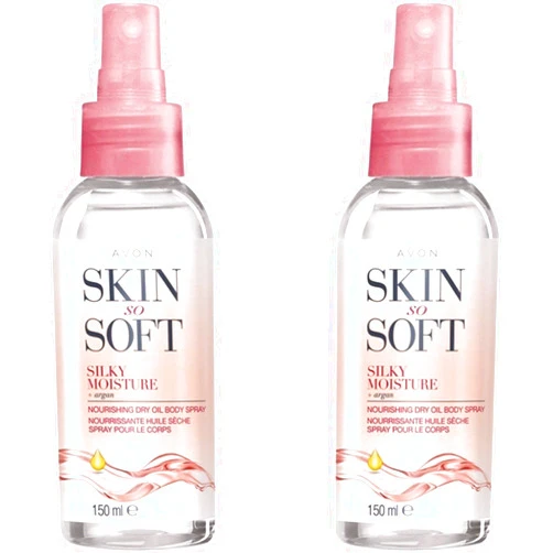 AVON Skin So Soft Silky Moisture Nourishing Dry Oil Spray 150ml (Two Pack)