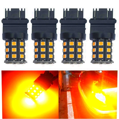 BlyilyB 3157 3156 3057 4157 3056 LED Bulbs Amber Yellow12-24V Super Bright 850 Lumens Replacement For Brake Light Bulbs (Pack of 4)
