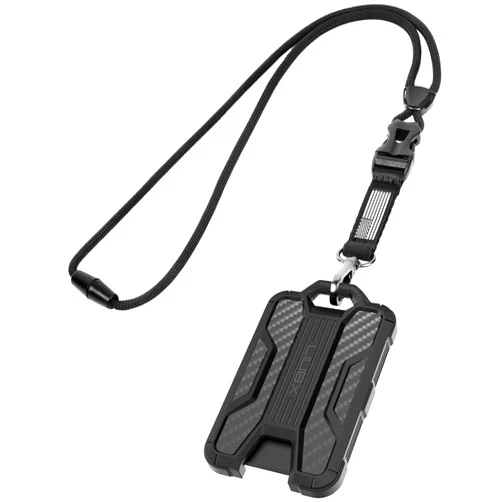 LIUGX Badge Holder with Heavy Duty Breakaway Lanyard, Carbon Fiber-Texture, Durable ID Card Holder (Holds 6 Cards) with Quick Release Detachable Buckle, Metal Clip, American Flag