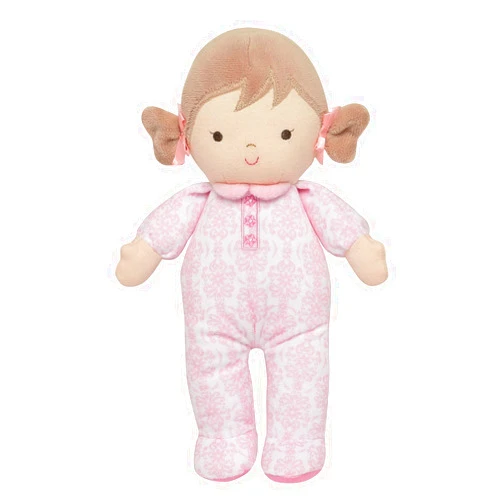 Baby Starters Little Me Plush 11 inch Baby Doll with Rattle, Brigitte (Floral Damask, Pink)