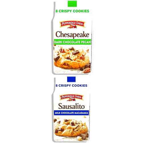 Pepperidge Farm Chesapeake Crispy Dark Chocolate Pecan Cookies, 7.2 OZ Bag (8 Cookies) and Pepperidge Farm Sausalito Crispy Milk Chocolate Macadamia Nut Cookies, 7.2 OZ Bag (8 Cookies)