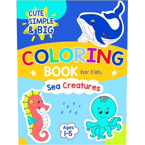 Kiwi Studio Cute Simple & Big Coloring Book for Kids: Beautiful Designs of Sea Creatures for Preschool and Kindergarten Children: Unique & Fun Coloring Pages of Ocean Animals & Marine Life for Toddlers Ages 1-6