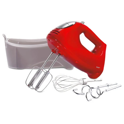 Hamilton Beach 6-Speed Electric Hand Mixer with Whisk, Traditional Beaters, Dough Hooks, Snap-On Storage Case, 275 Watts, Red