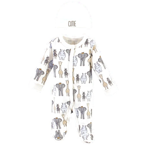 Hudson Baby Unisex Baby Preemie Sleep and Play and Cap