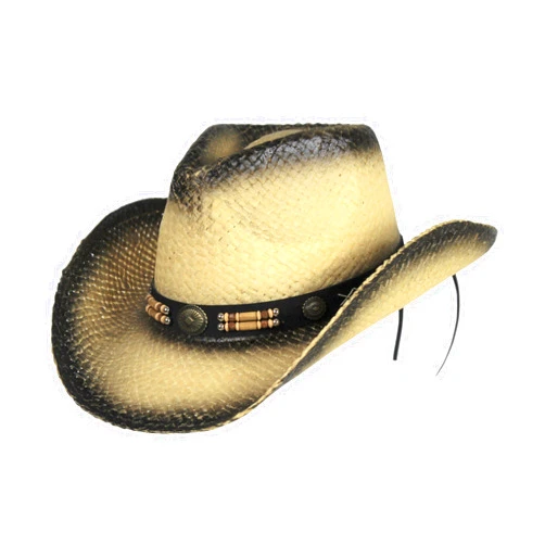 SADDLEBACK HATS Classic Outback Tea Stained Cowboy Hat w/ Beaded Band - Shapeable Brim