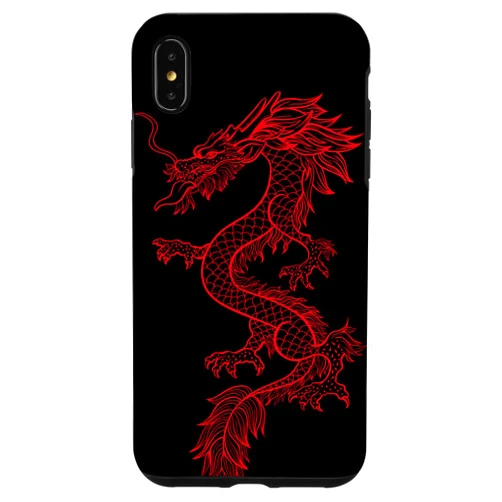 Chinese Dragons For Phones iPhone XS Max Red Asian Dragon On Black Background Case