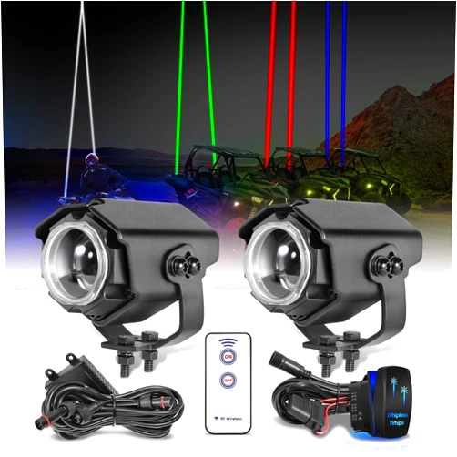 ACEC SHOP Whipless Whip Lights, ACEC SHOP LED Whip Lights w/Remote & Switch RGBW Spot Beam Pod Lights Antenna LED Light Whips for SXS UTV ATV Polaris Can Am Truck Wrangler Motorcycles Boat