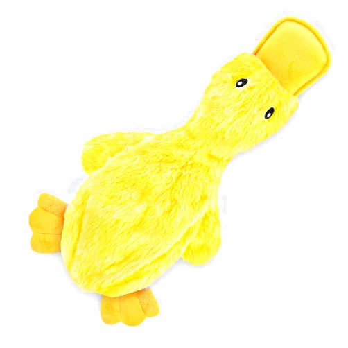 Best Pet Supplies Crinkle Dog Toy for Small, Medium, and Large Breeds, Cute No Stuffing Duck with Soft Squeaker, Fun for Indoor Puppies and Senior Pups, Plush No Mess Chew and Play, Large, Yellow