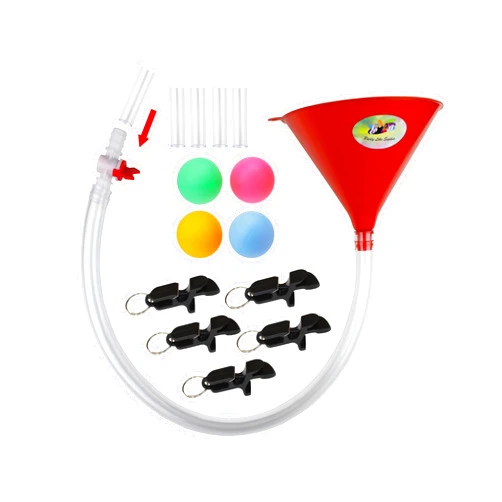 Party Like Sophia Beer Bong Funnel Party Pack - 4 Beer Pong Balls, 5 Pack Shotgun Tool Bottle Opener Keychain, 5 Mouthpieces, Extra Long 2.5 feet (30 inch) Kink Free Tube - Premium Funnel for Beer Drinking Games