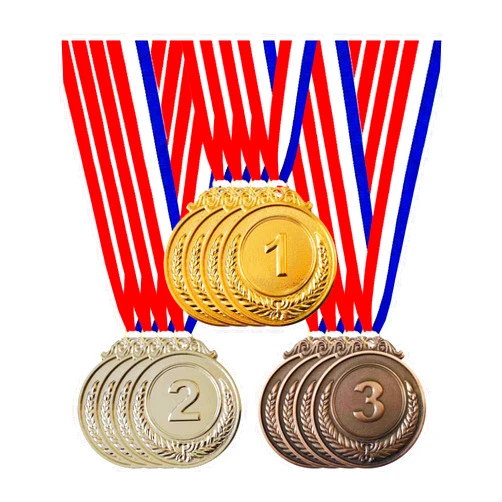 Jauisus 12 Pcs Gold Silver Bronze Medals 1st 2nd 3rd Place Metal Award Medals Olympic Style Winner Awards with Neck Ribbon for Sports, Party, Prizes, Competitions, 2 Inches