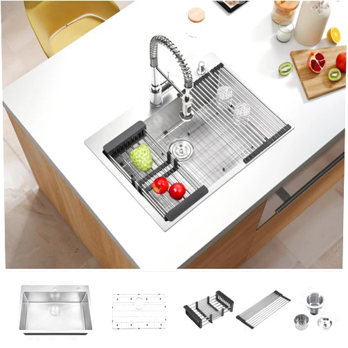 ATTOP 30 Inch Drop in Large Single Bowl Kitchen Sink, Nano Coating Stainless Steel Handmade Single Bowl Topmount Kitchen Sink
