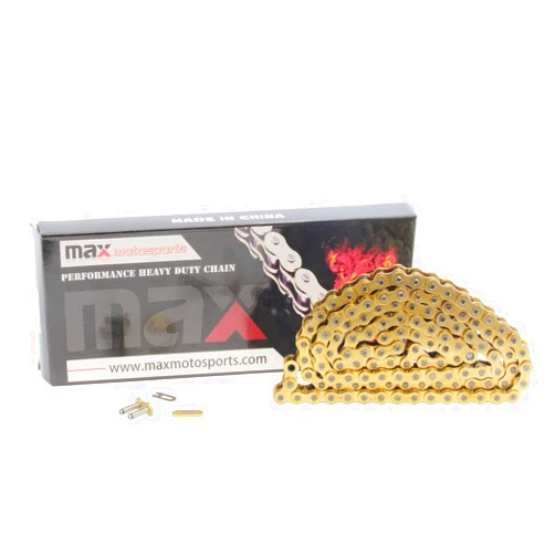 Max Motosports 428 Pitch 118 Links 428x118 Drive Chain replacement for Honda CRF100F Suzuki RM85 Yamaha YZ85 (Gold)