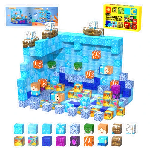Tinytrek Magnetic Blocks-120PCS Ocean Quest Set，Magnetic Building Blocks Kids Toys for Ages 3 4 5 6 7 8-13 Birthday Gifts，STEM Montessori Sensory Toys for 3+ Years Old Boys & Girls