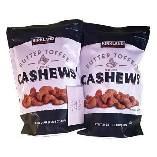 Generic Kirkland Butter Toffee Cashews, Pack of 2, Bundled with LangsRetail Recipe Card, Butter Toffee Cashews, 3lbs