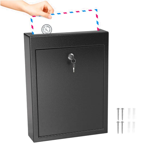 MaxGear Metal Suggestion Box with Lock and Slot, 3W x 10H x 13L Inch Large Wall Mounted Locking Mailbox for Office, Secure Ballot Box with 2 Keys for Payments, Ideal for House