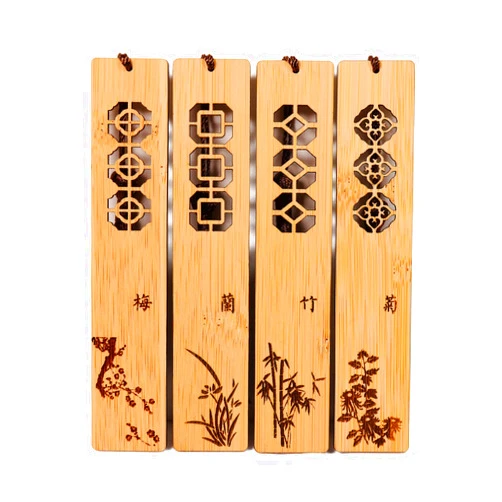 Gdpaddy Handmade Natural Bamboo Bookmark with Beautiful Tassels,Vintage Style Bookmark is A Unique Gift for Teachers, Students, Men and Women - 4Pcs (Classic Style)