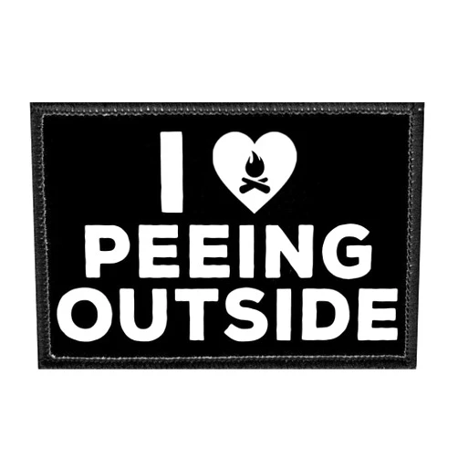 P PULLPATCH I Love Peeing Outside | Hook and Loop Attach for Hats, Jeans, Vest, Coat | 2x3 in | by Pull Patch